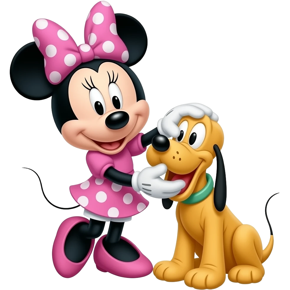 Pink Minnie Mouse takes care of Pluto emoji