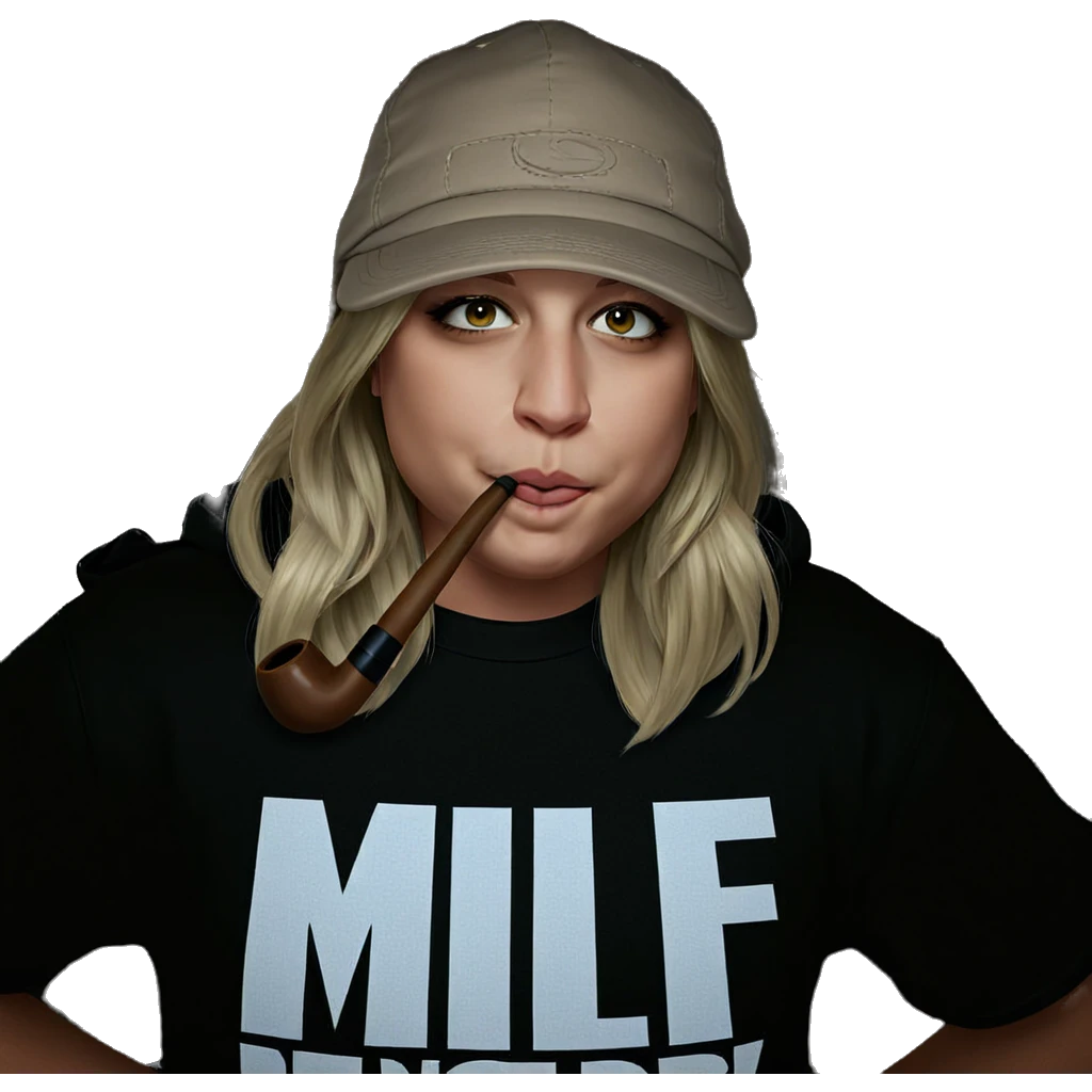 blonde in hat with pipe emoji