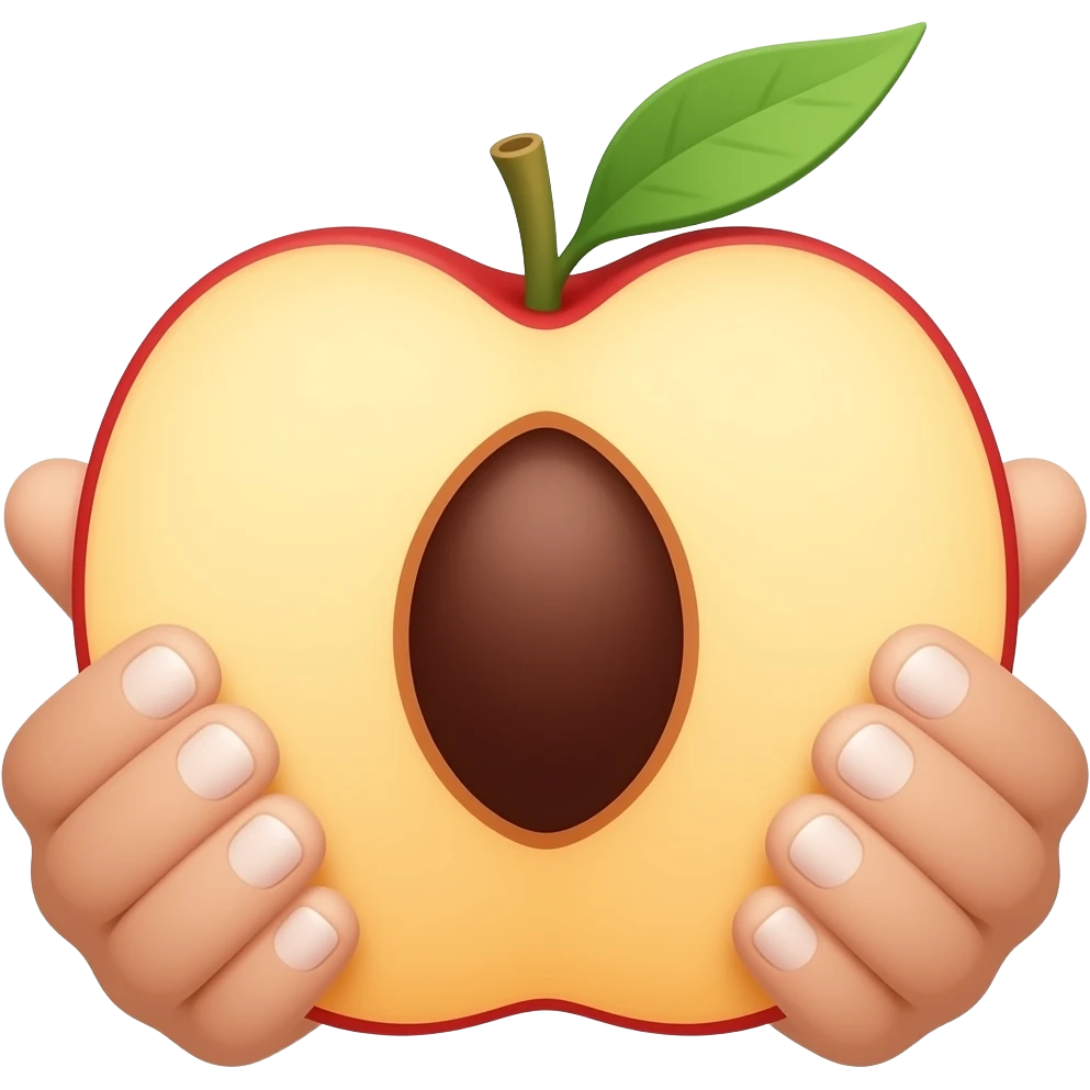 Erstelle ein Emoji mit einem Loch in der Mitte, zwei Hände sollen den Pfirsich ein wenig öffnen emoji