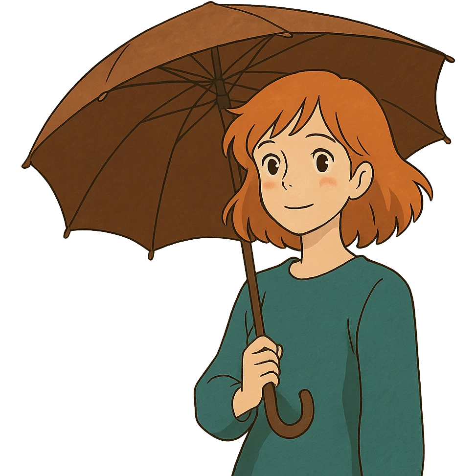 personne rousse avec un grand brun emoji