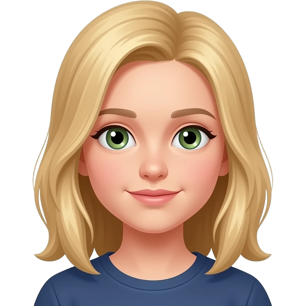 13 year old girl, blond hair that's down to her shoulders, green brown eyes emoji