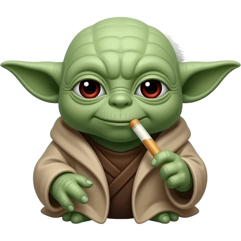 Maitre yoda avec de la cocaïne avec les yeux rouges emoji