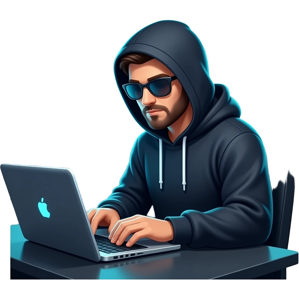 hacker man with computer emoji