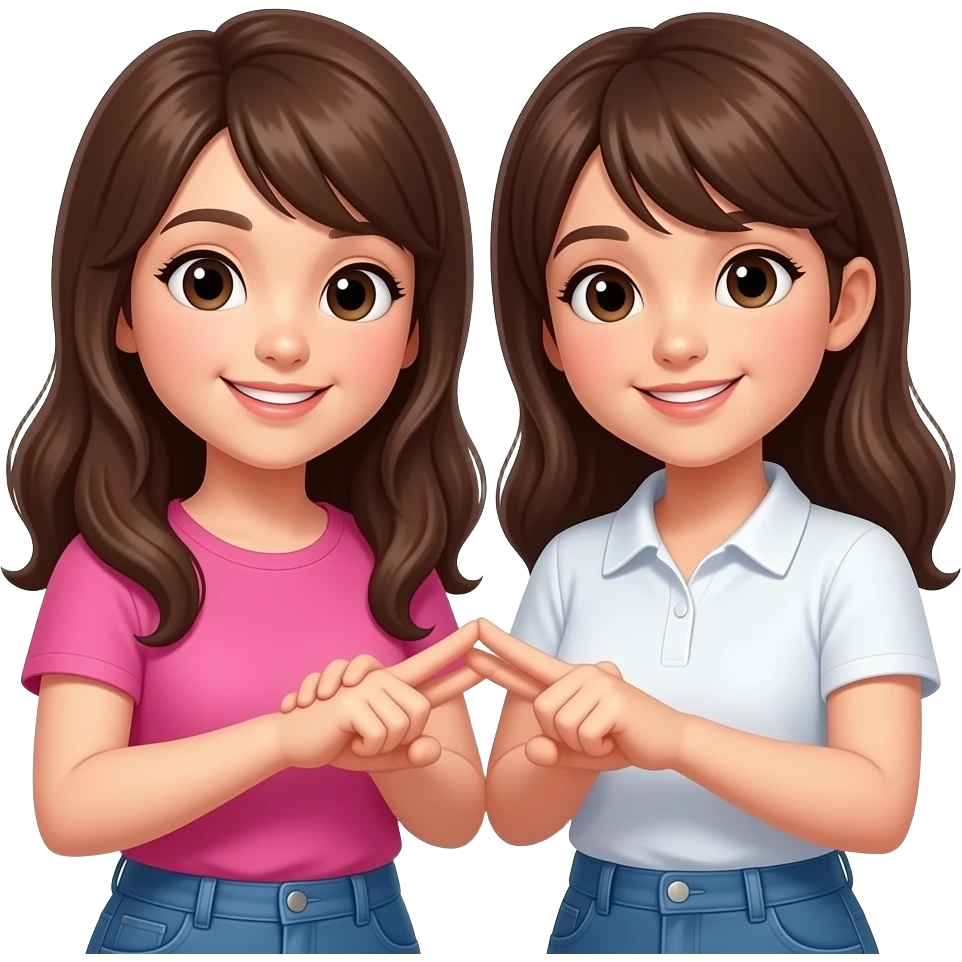 Two girls doing scissors with thier hands together emoji
