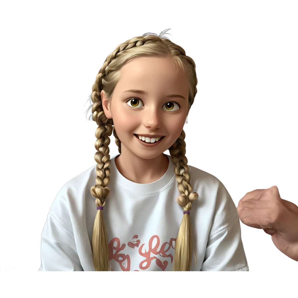 smiling girl with twin braids emoji