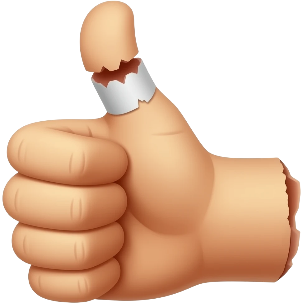 A thumbs up with a thumb that has been cut in half but healed emoji