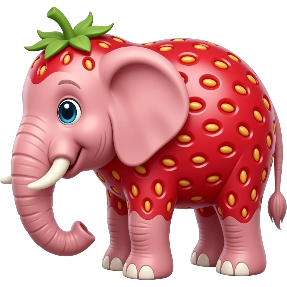 Je veux que l'éléphant soit en fraise emoji
