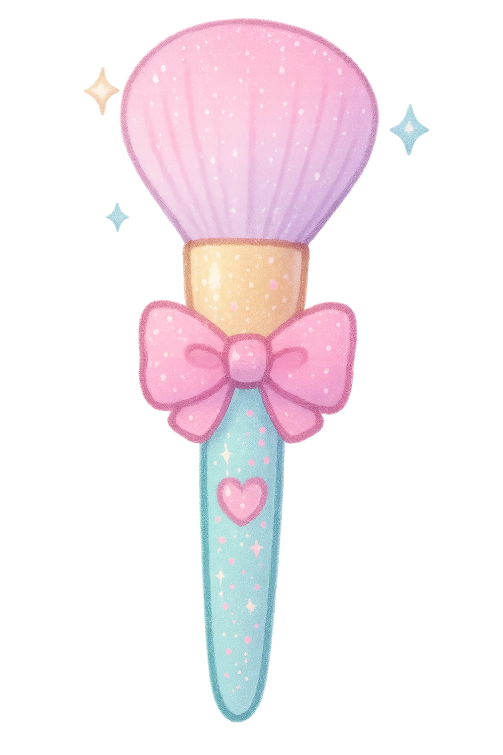 girly sparkling makeup brush, pastel colors, cute, no background emoji