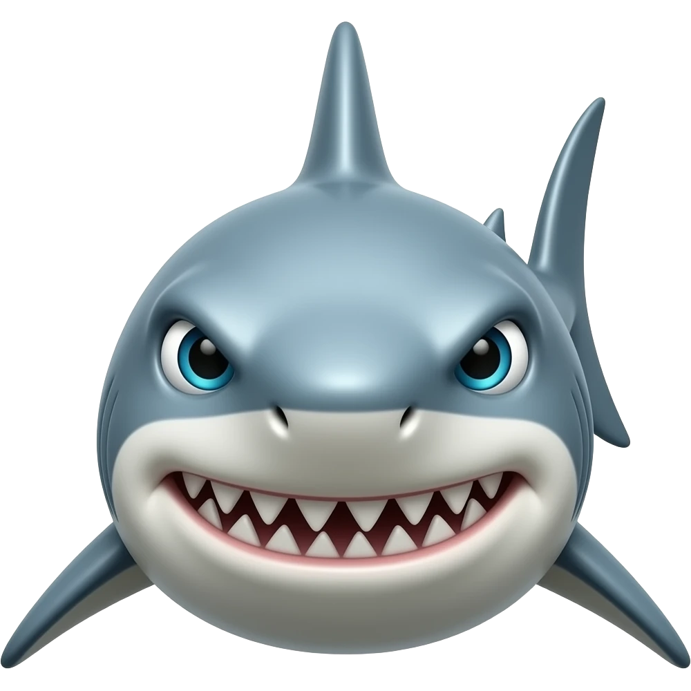 Tubarao agressivo,de frente ,n tao animado emoji