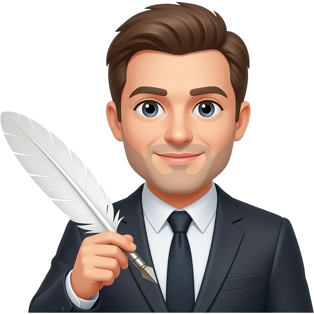Author with Feathered Pen closeup emoji