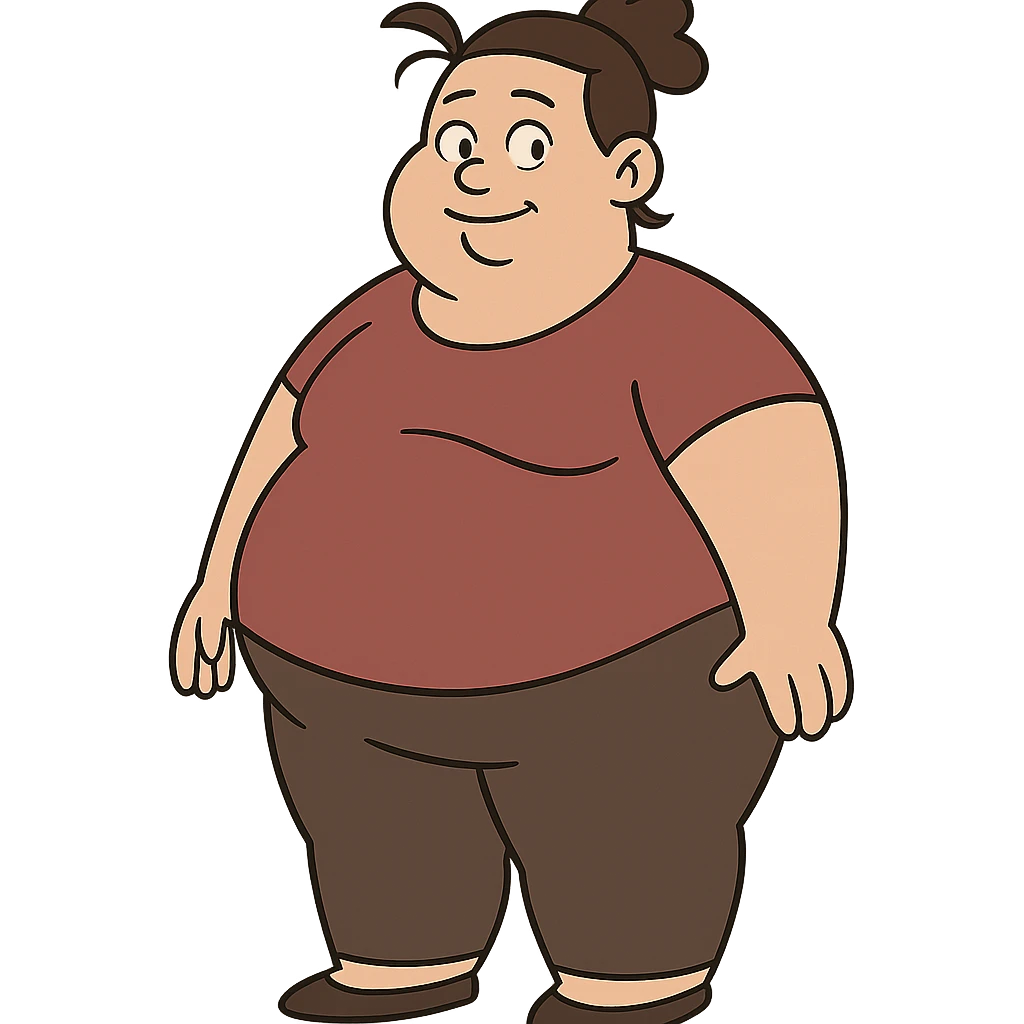 mujer gorda, estilo cartoon emoji