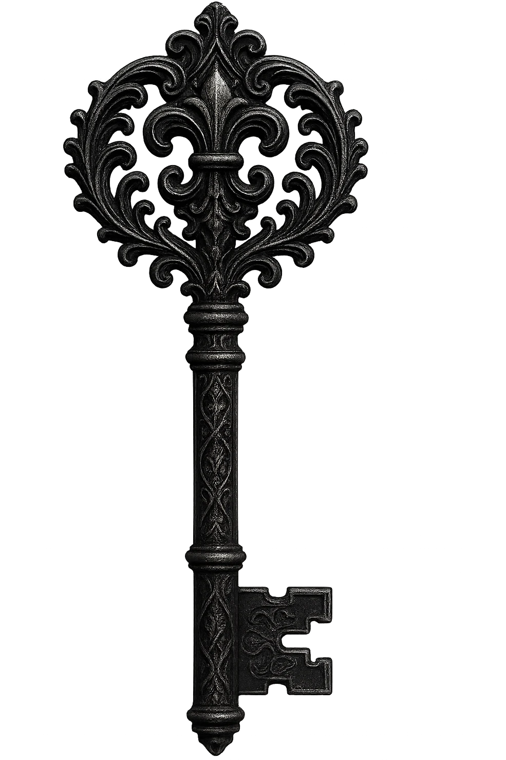 gothic ornate key, black and silver, no background emoji