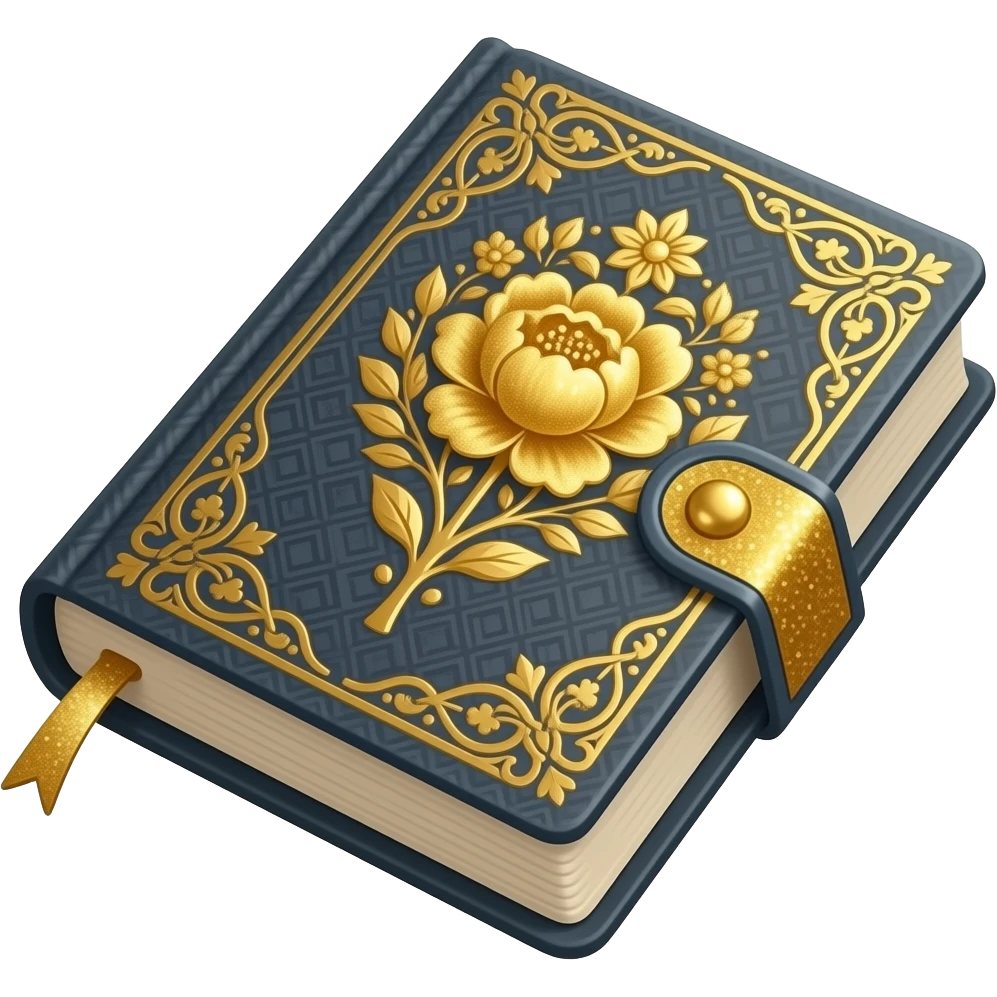 detailed glitter gold bloom diary emoji