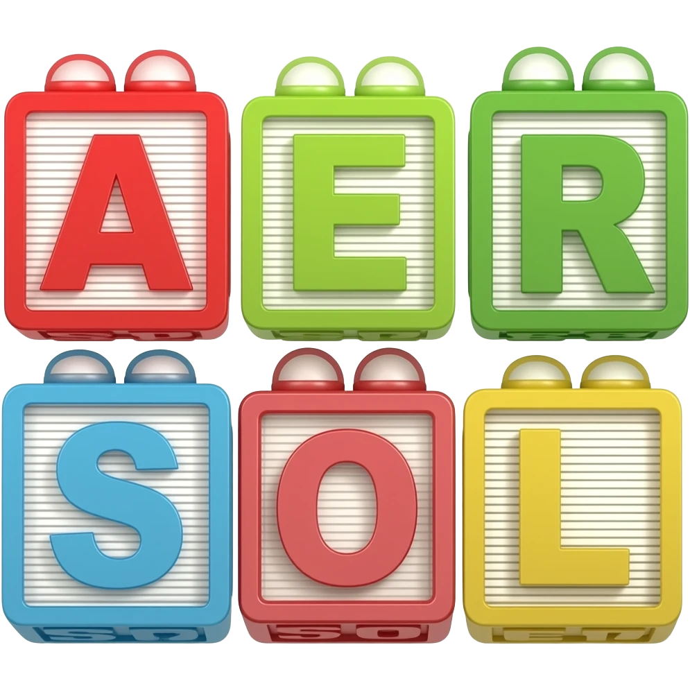 children's blocks forming the word "AEROSOL" emoji