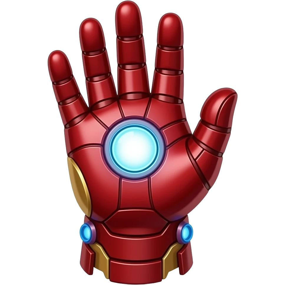 Iron man glove with the infinite stones and to the wrist in form of click emoji