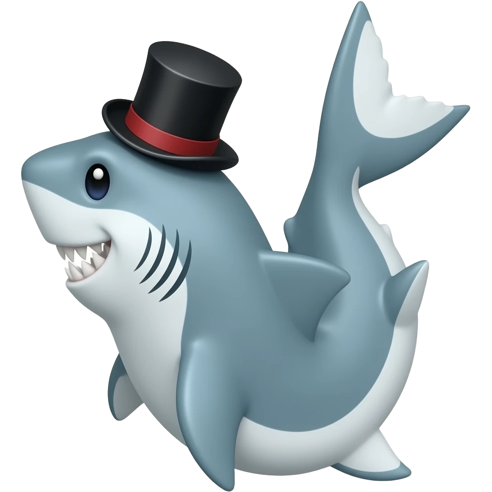 Shark with a top hat emoji