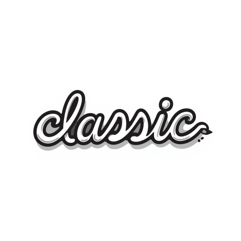 Remove the stork mascot and all other elements, leaving only the word 'classic' in a bright neon style, as if made from glowing neon tubing, on a simple background. Keep the hand drawn doodle style for the neon word. emoji