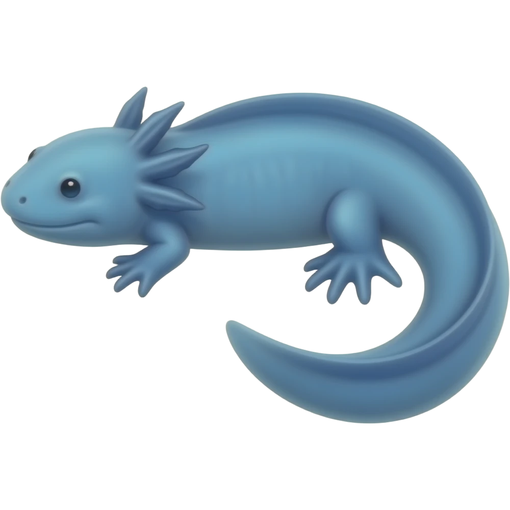 Blue Axololotal body not standing emoji