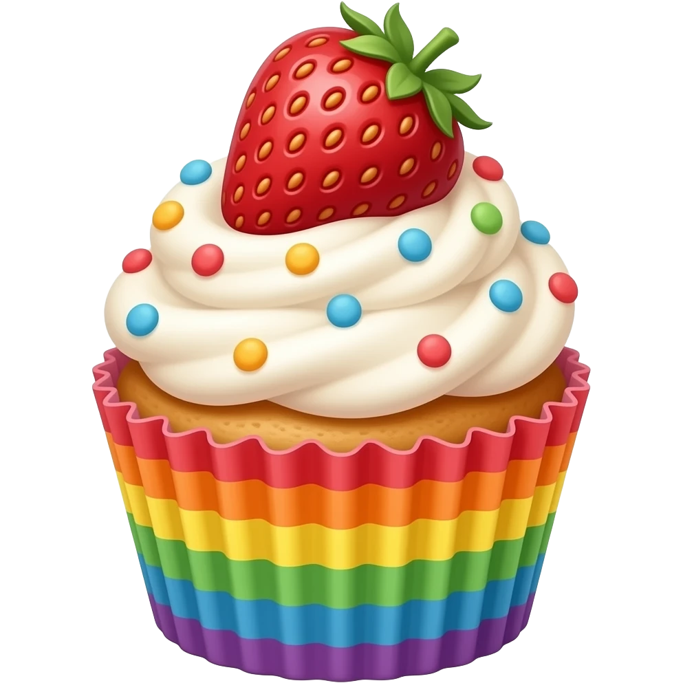 Rainbow strawberry toasted marshmallow mixed cupcake emoji