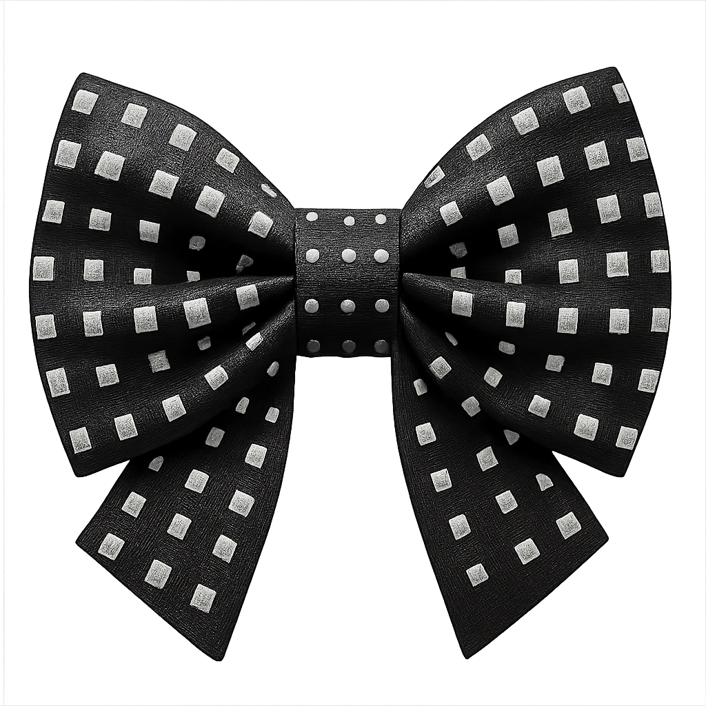kpop idol bow tie with silver studs, fashionable emoji