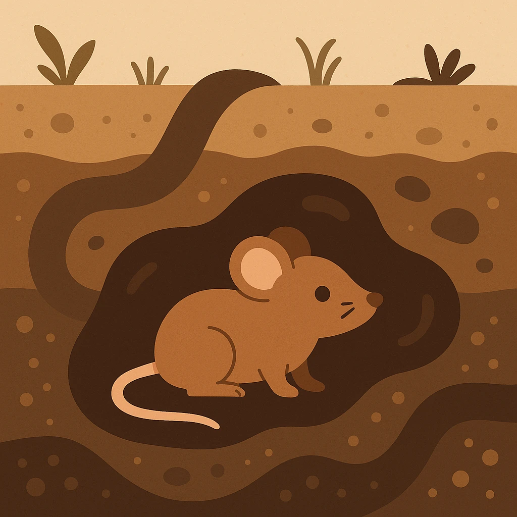 Flat design style mouse under ground emoji