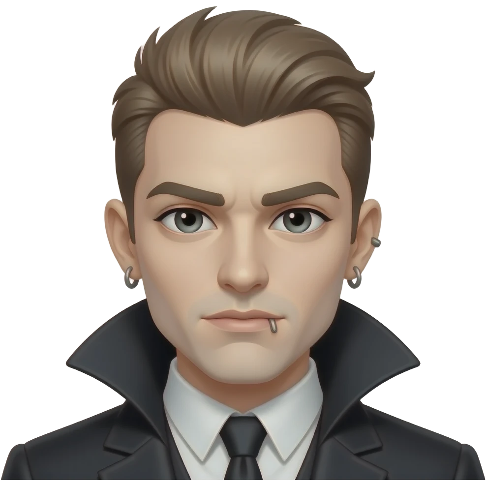 Vampire with a long light brown modern mullet and eyebrow piercing and ear’s piercing emoji