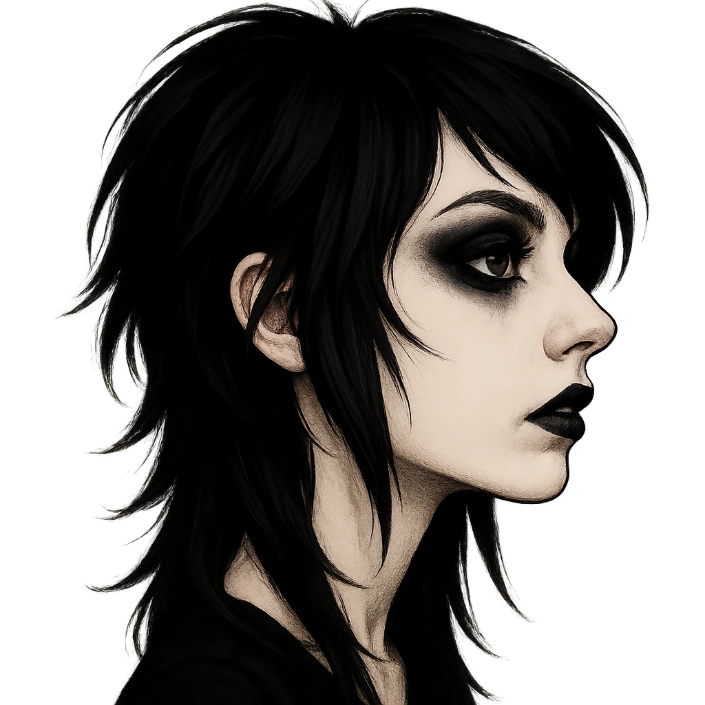 emo girl profile, dramatic makeup, no background emoji