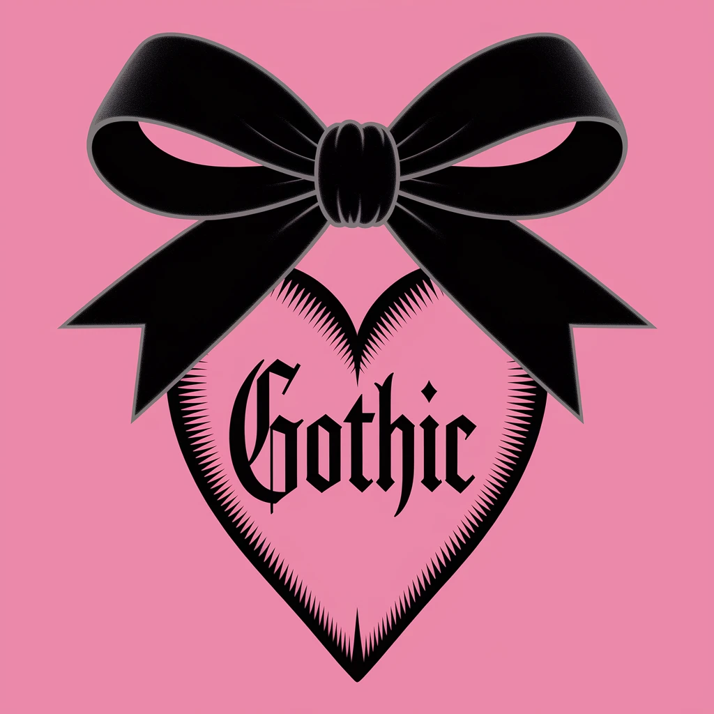 gothic heart with a black velvet bow emoji