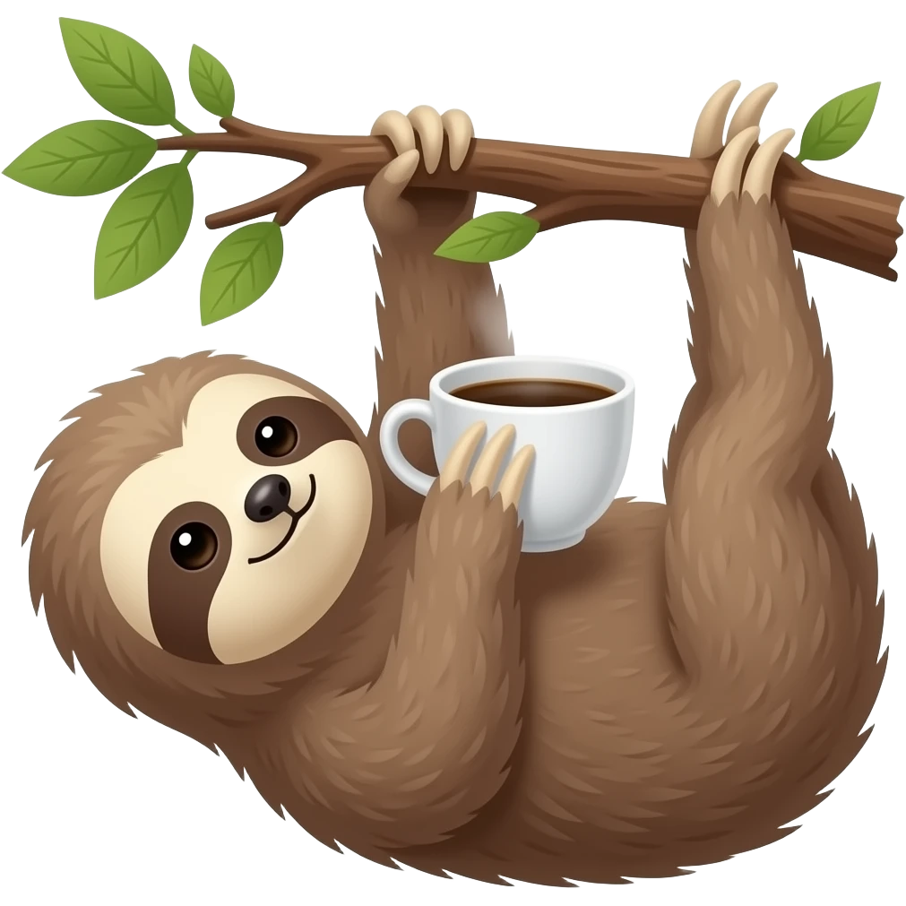 sloth tree drink morning coffee emoji