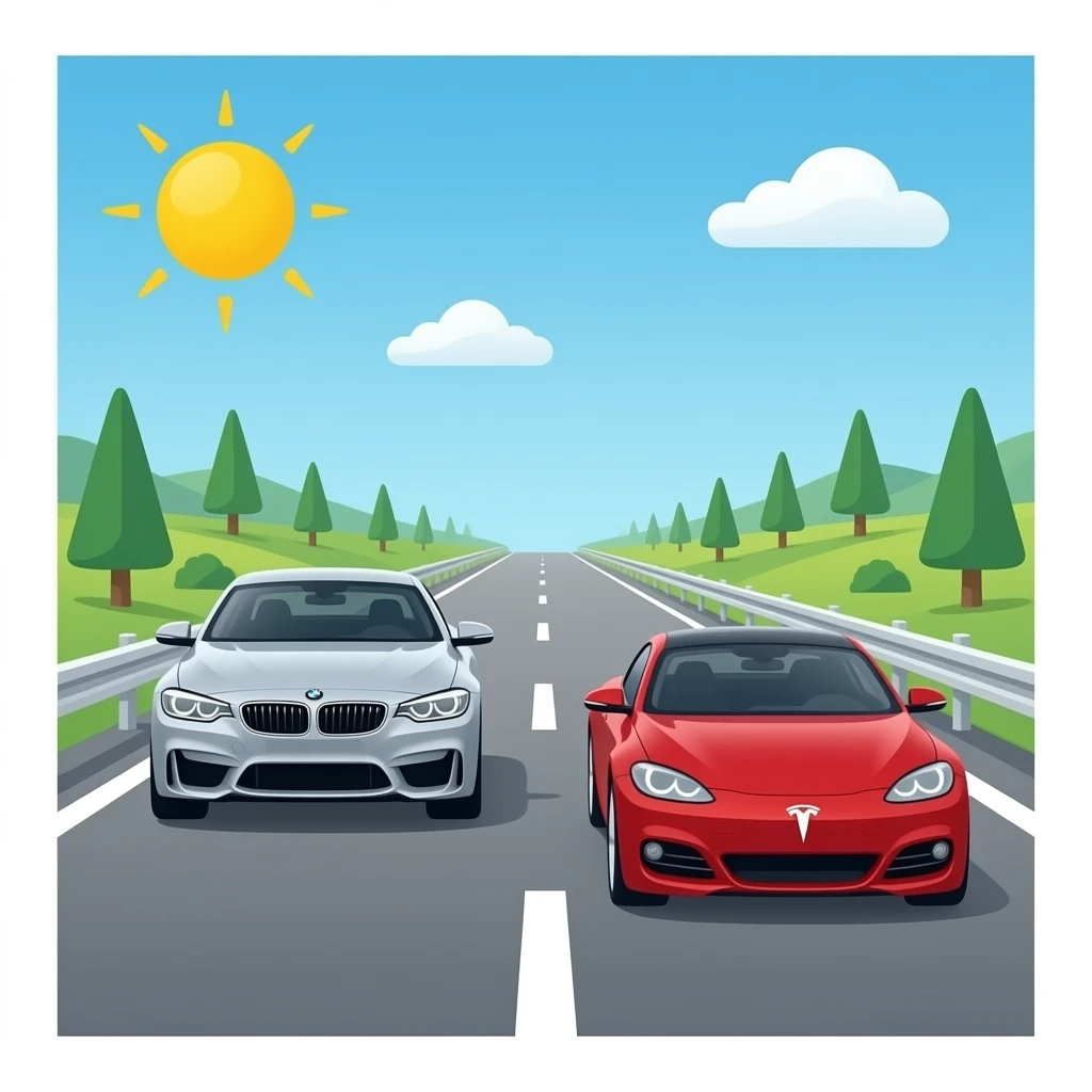 BMW And Tesla Highway emoji