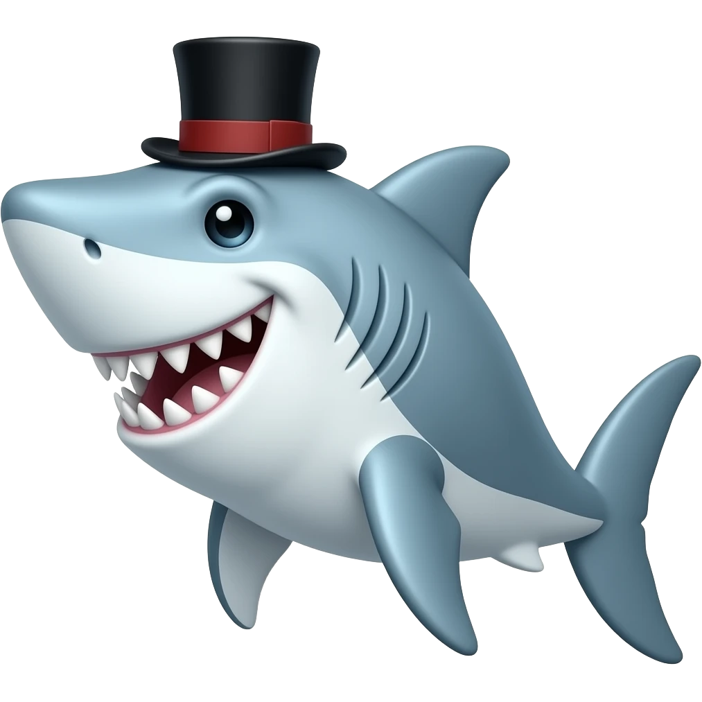 Shark with a top hat emoji