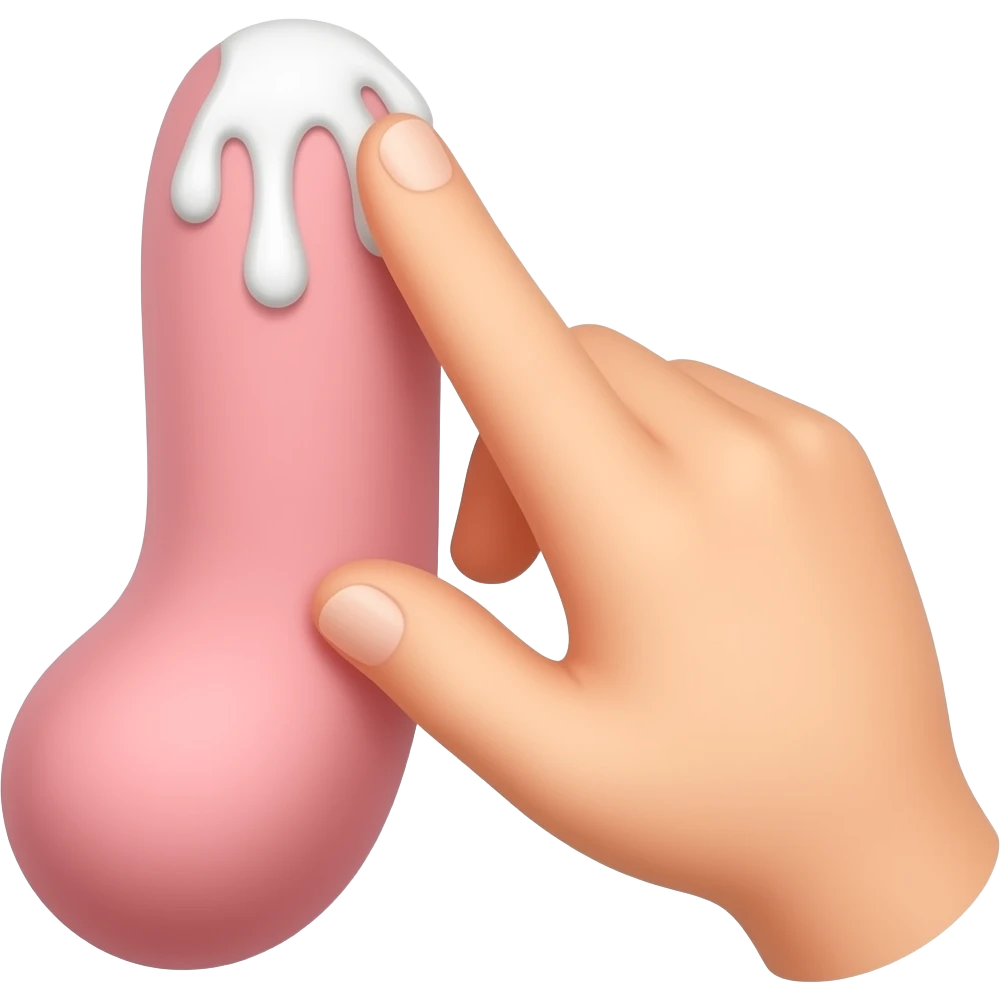 A hand stroking a penis with white stuff coming out of top emoji