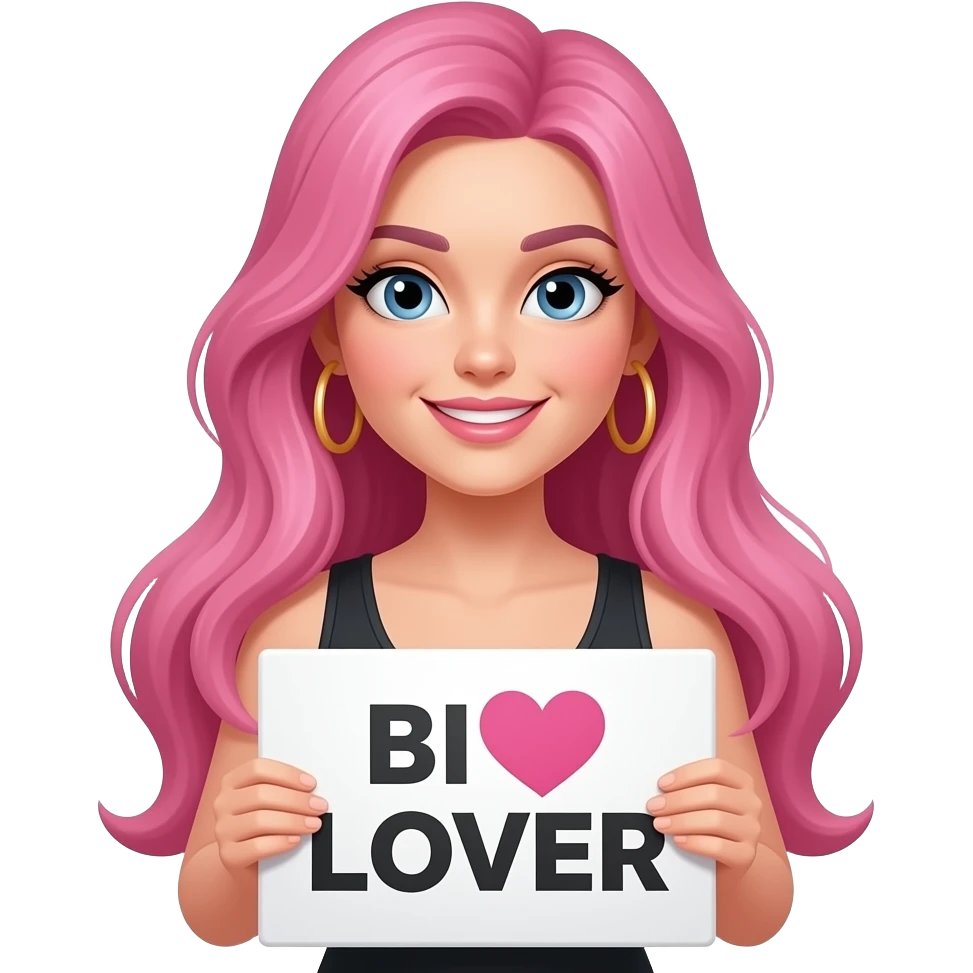 sexy girl with long pink hair holding a BIKE LOVER sign emoji