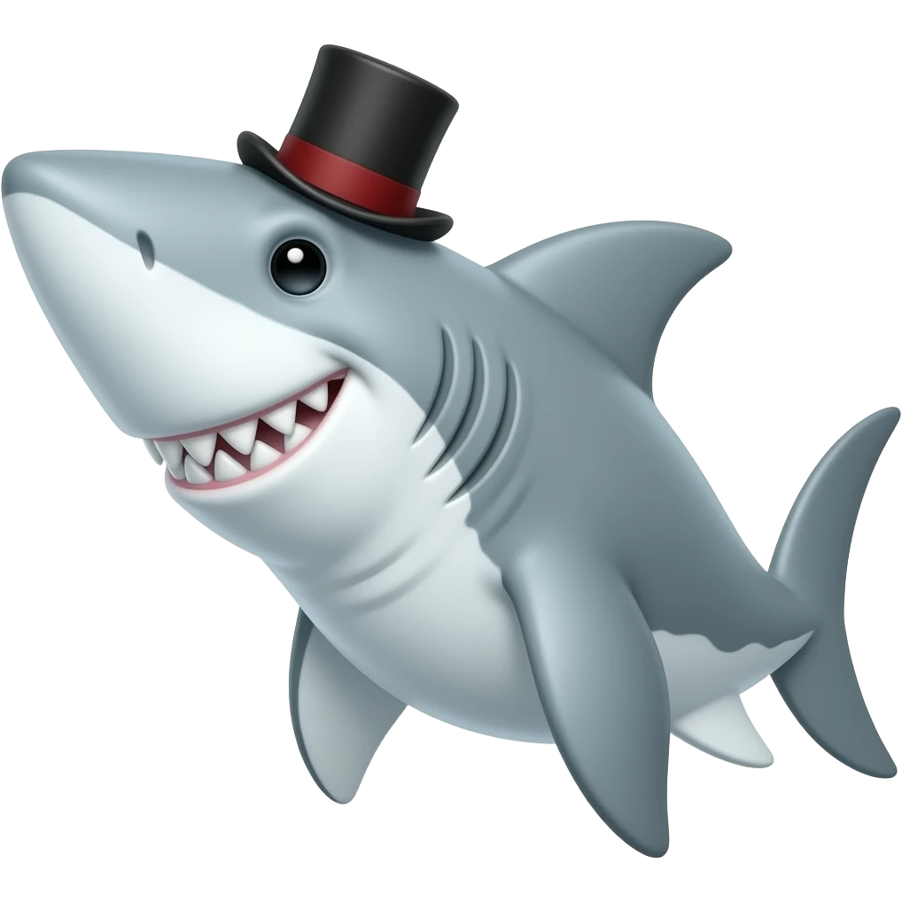 Shark with a top hat emoji