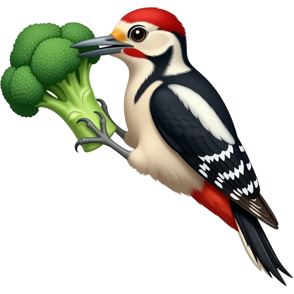 Woodpecker eating broccoli emoji