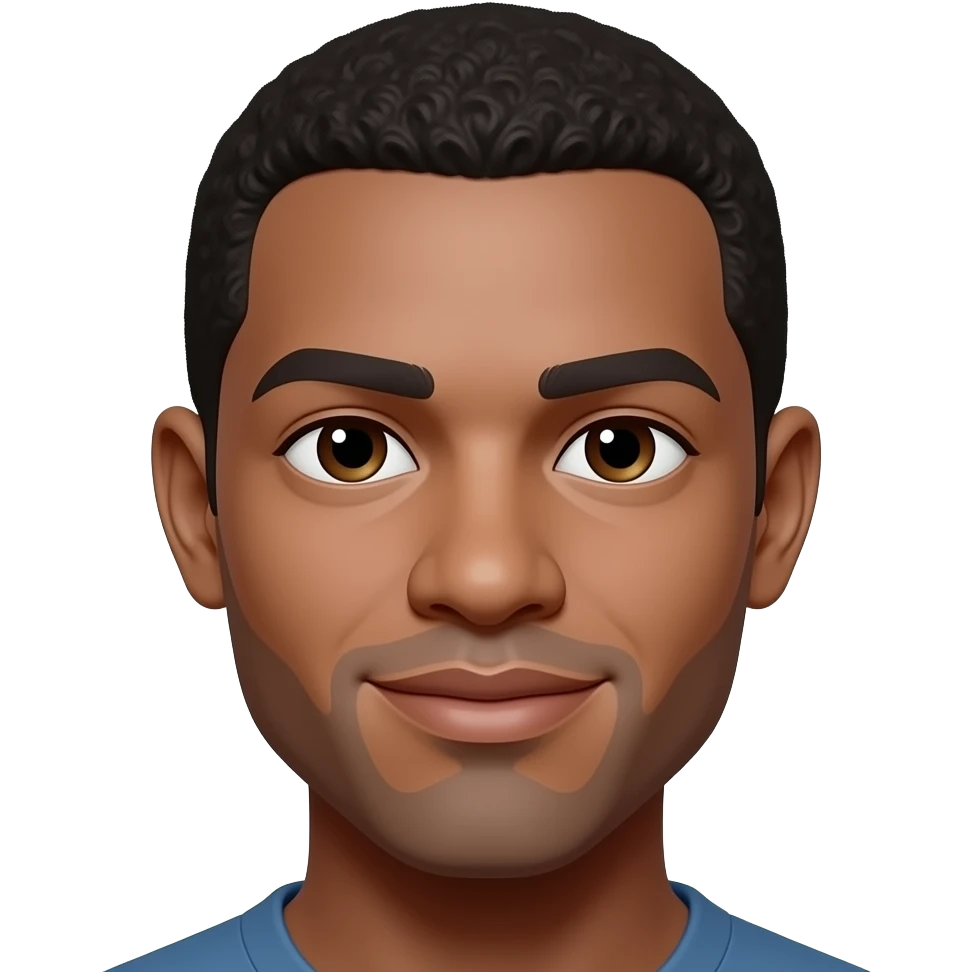 haz mas realista este rostro, persona afro, pero sin barba emoji