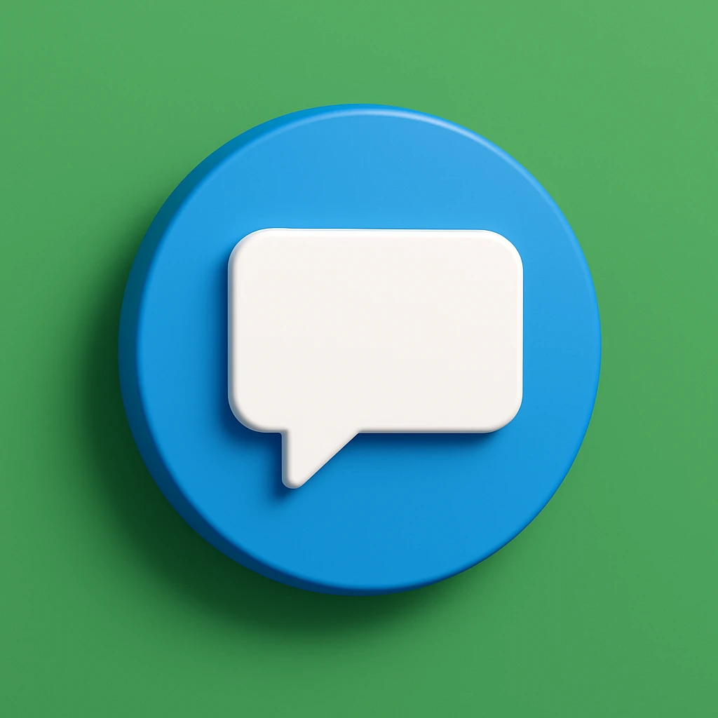 Change the background to a solid green color behind the 3D blue circular comment icon with a white rectangular speech bubble, keep the modern minimal flat design and high contrast, no text. emoji