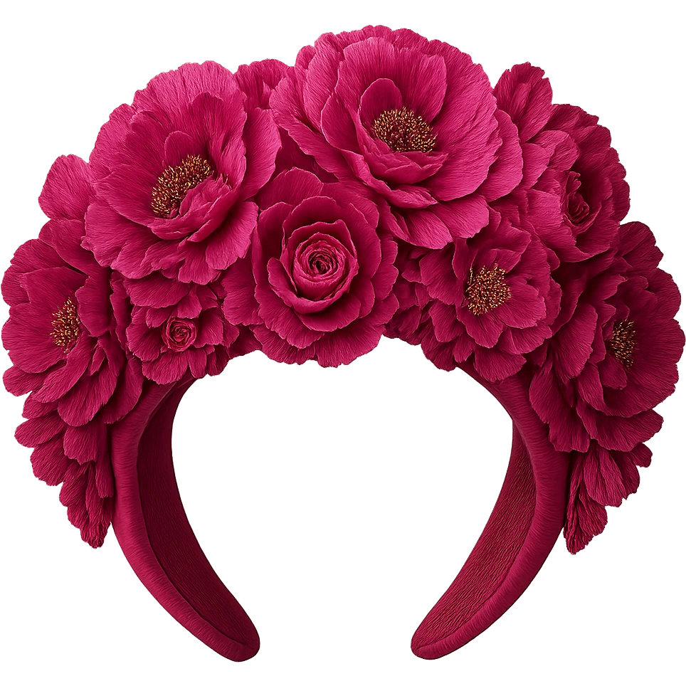 pink floral headband, luxurious and bold emoji