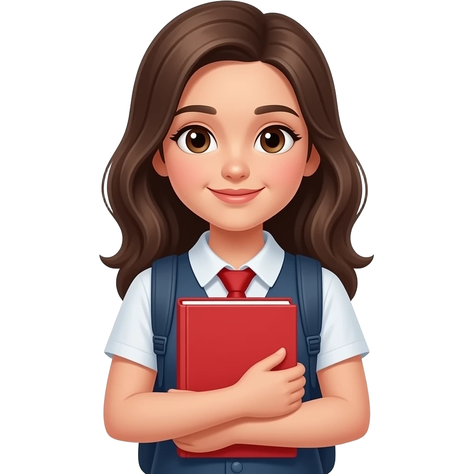 girl student face close up with half body and hold vibrant red close book in front of their chest emoji