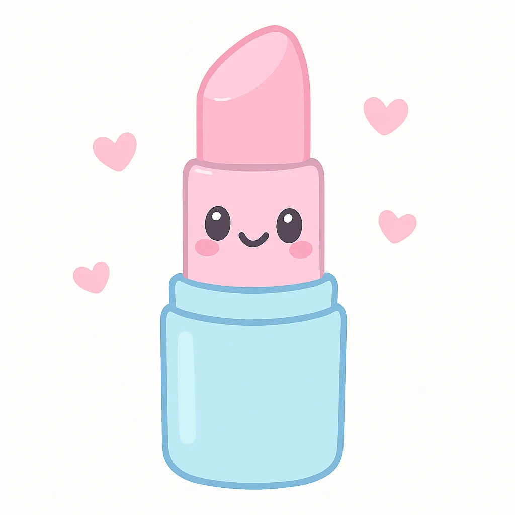 lipstick with a shiny case, girly aesthetic, cute kawaii style emoji