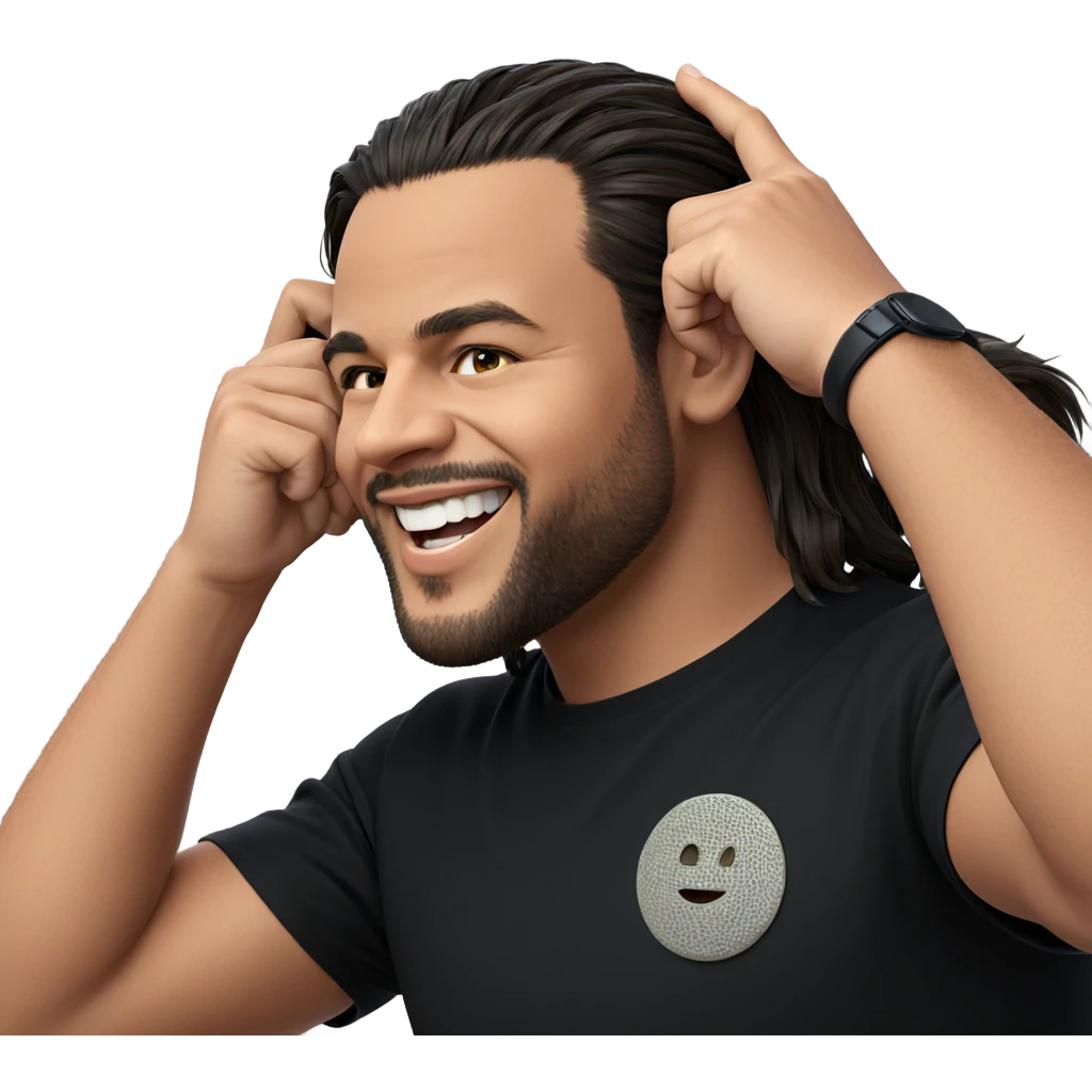 smiling man in black shirt emoji