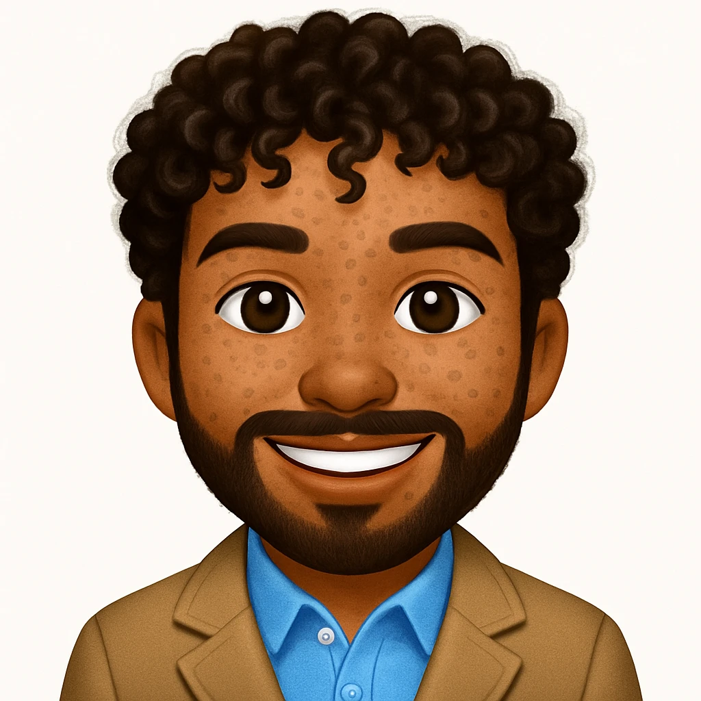 turn the second man in emoji style of the 1st image, match the facial features and get up emoji