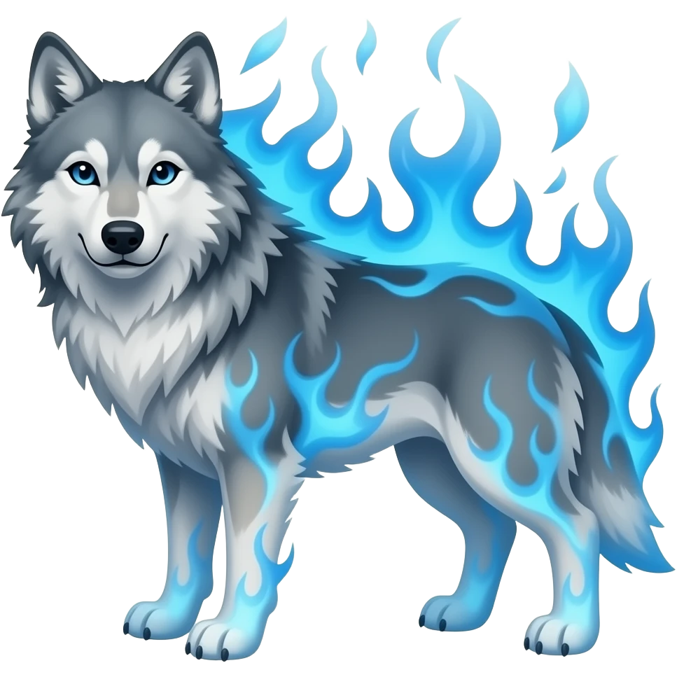Wolf with blue flames emoji