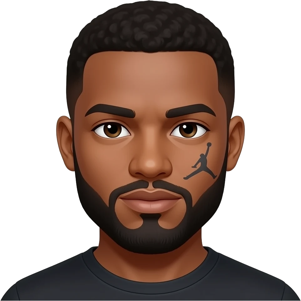 Black men with jordan tattoo on the face near the eye emoji