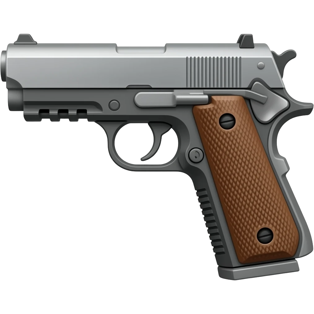 Pistol vertical emoji left side face same this pistol but with out any perspn in vertical emoji