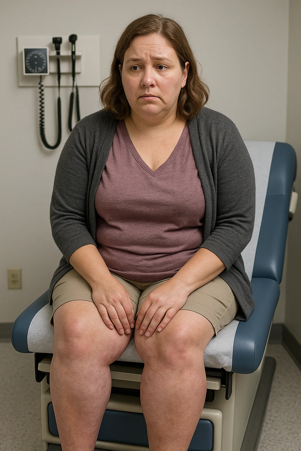 Donna con problemi cardiovascolari e linfatici a causa della sua PCOS, immagine realistica emoji