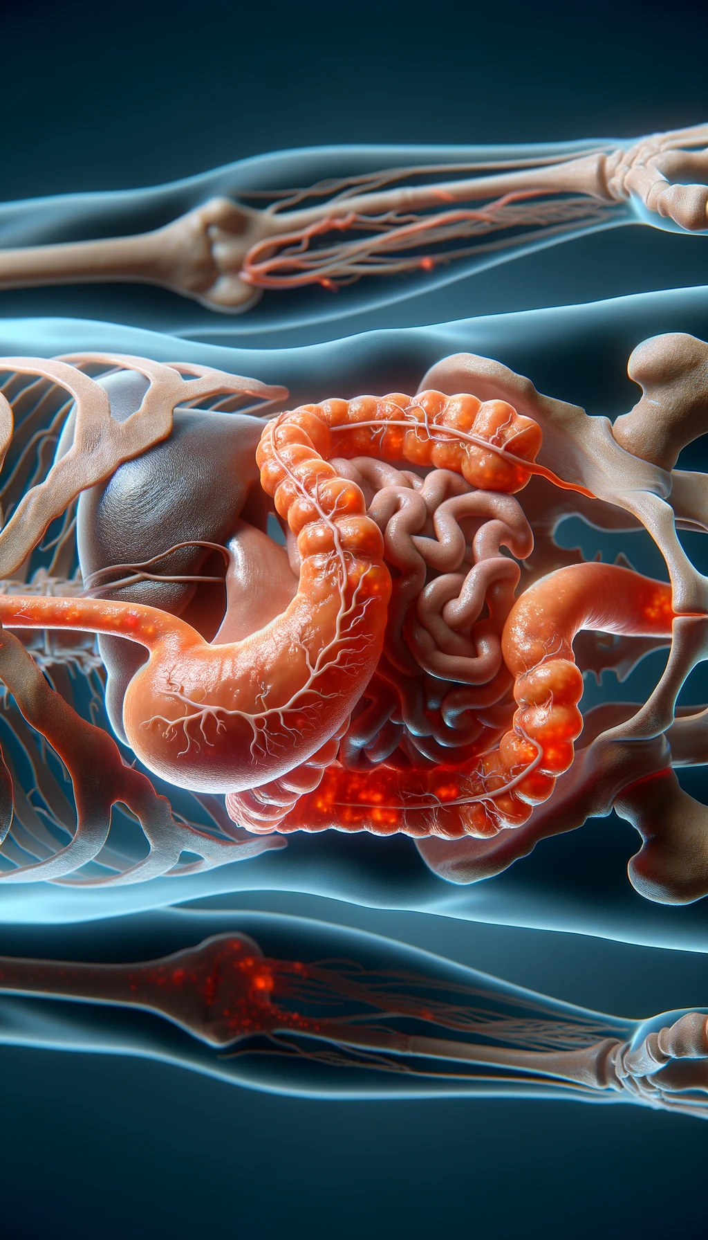 corpo umano anatomico con reflusso e stomaco infiammato, stomaco in evidenza, iperrealistico 4k emoji