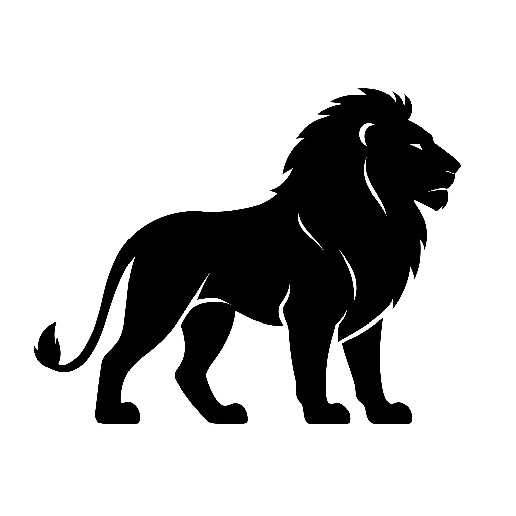 Lion black silhouette white background emoji