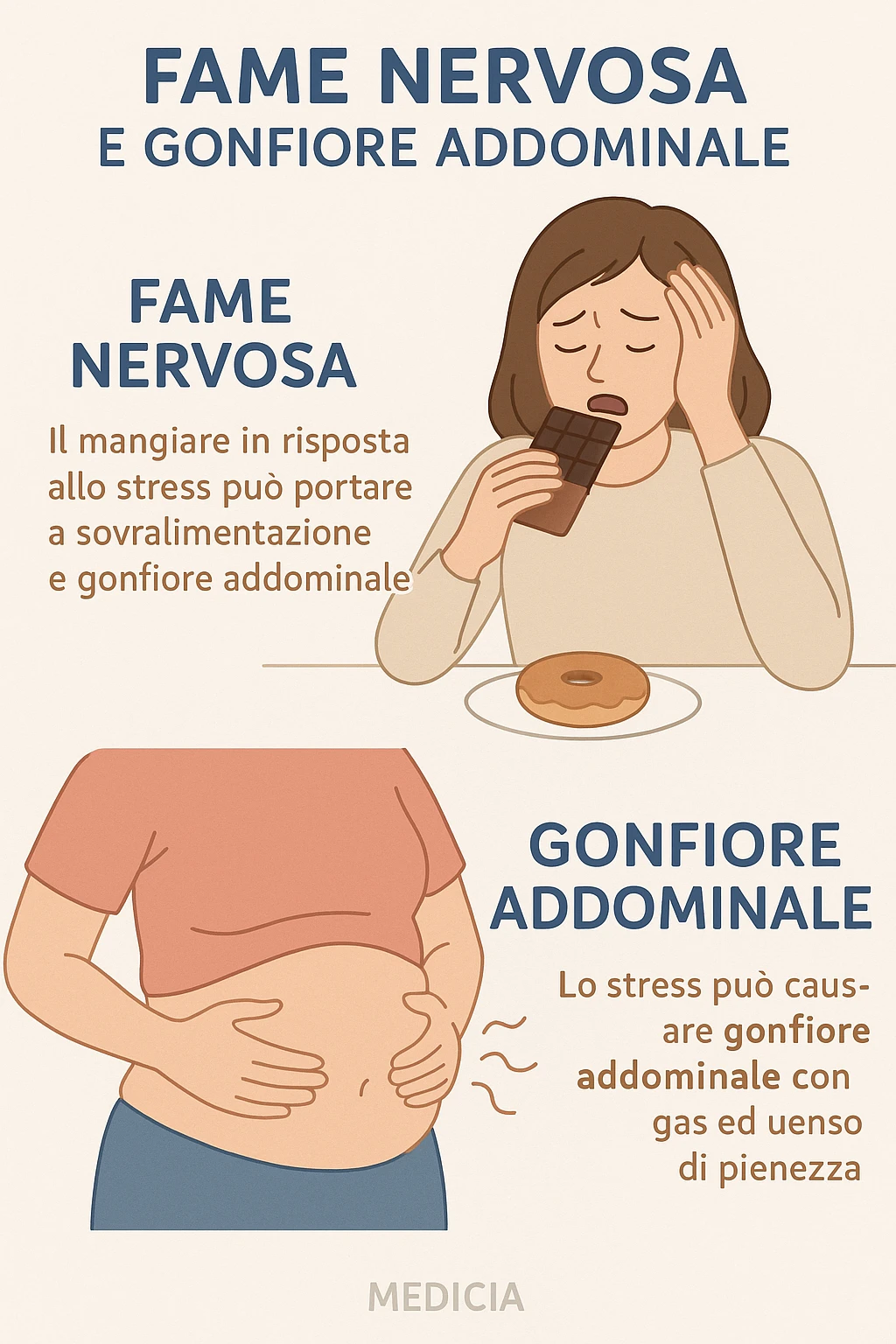 fame nervosa gonfiore addominale in italiano emoji