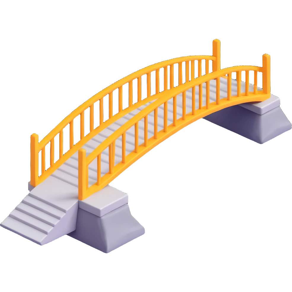 a bridge in 3D emoji style, soft and rounded emoji